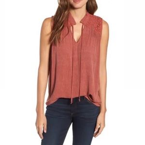 Caslon | Lace Appliqué Top in Rust • XS